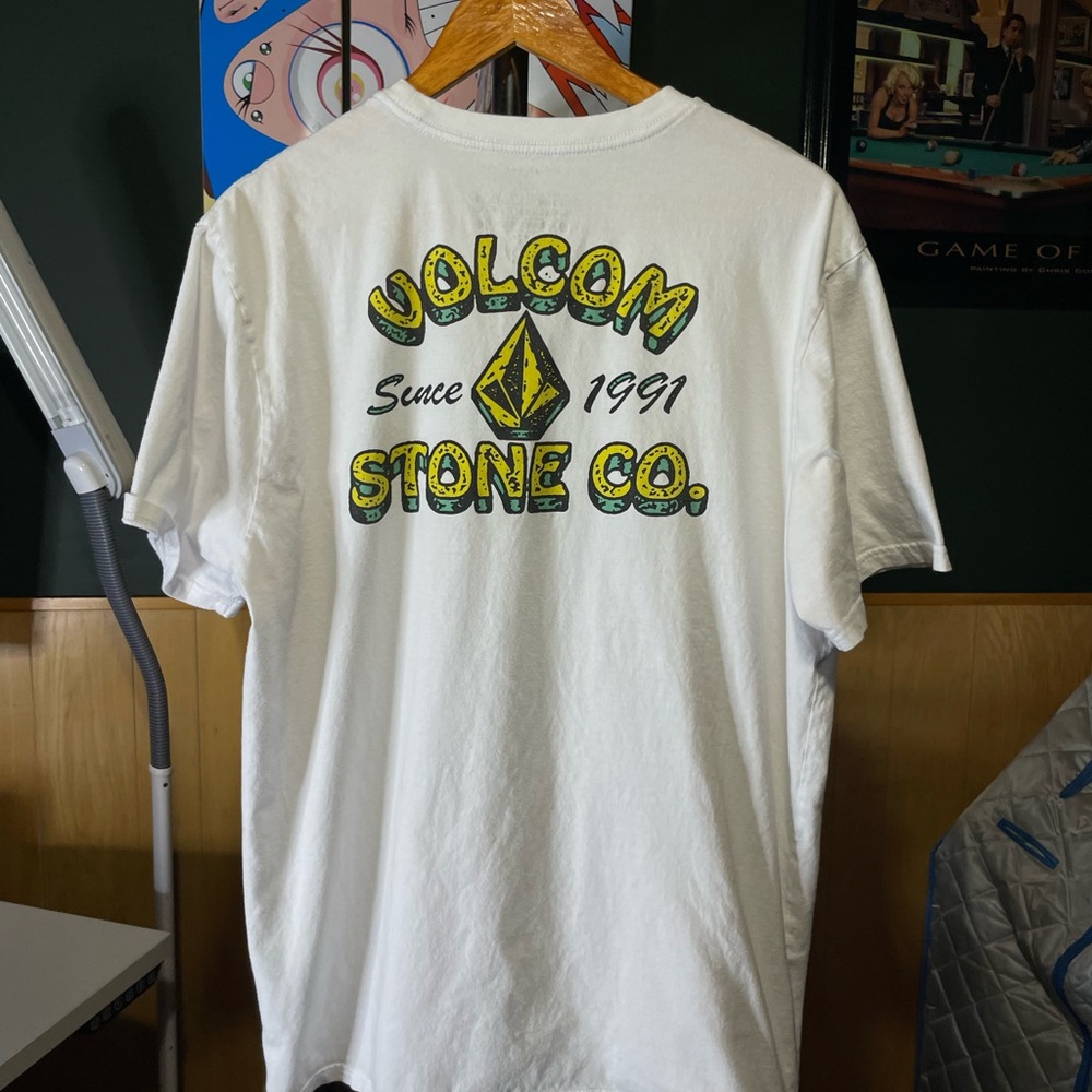 Volcom White and Yellow Graphic Tee - Picture 1 of 7